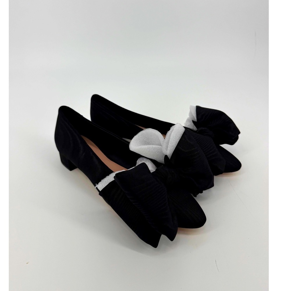 NEW Loeffler Randall Black Noa Grosgrain Bow Pointed Toe Block Heel Pumps 9.5 B - Picture 3 of 14